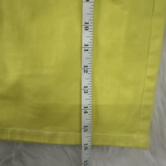 Cache womens yellow stretch jean skirt size 4 white stitching - Picture 5 of 7